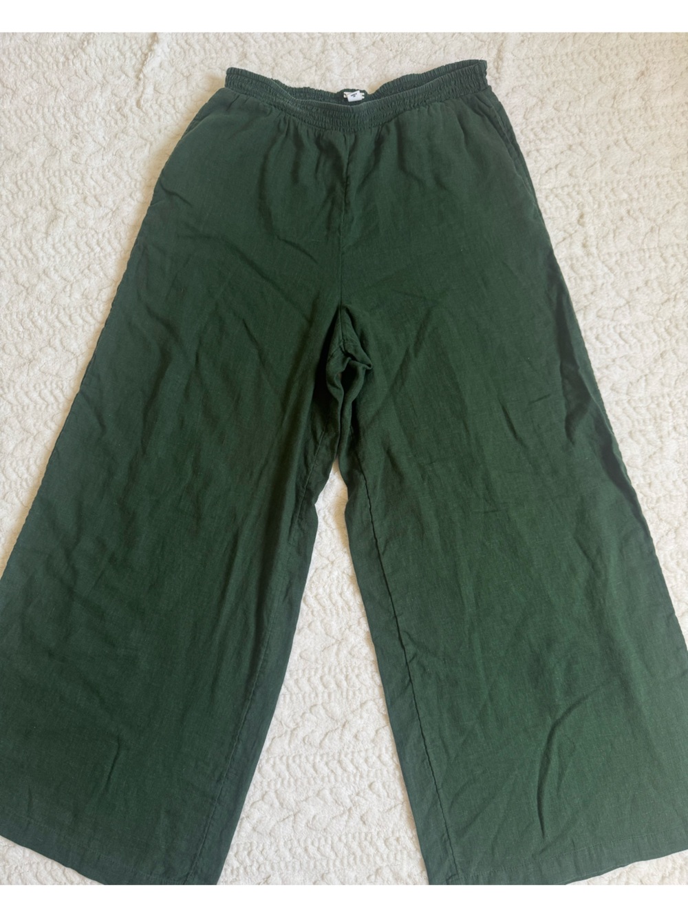 Anthro Green Linen Blend Wide Leg Pull-On Pants Size S Resort - Picture 1 of 6